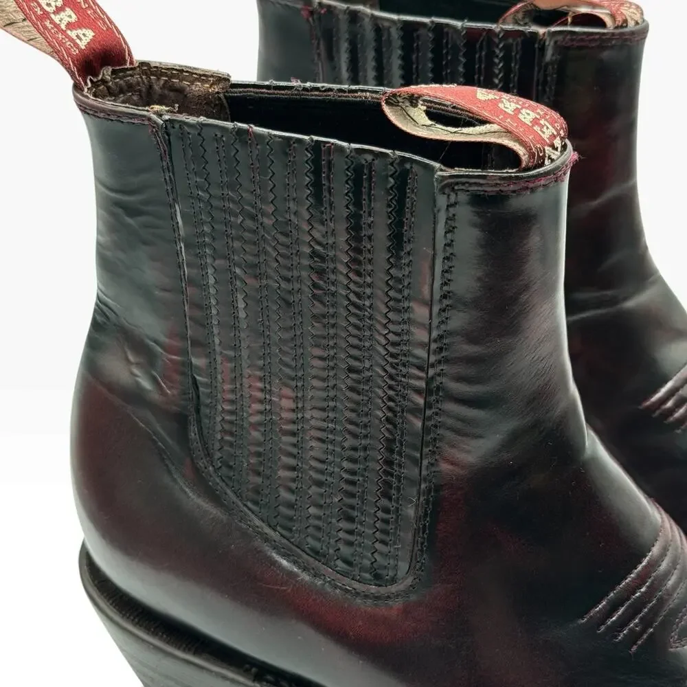 Botines Zebra Mens 9 Burgundy Oxblood Leather Western Chelsea Boots Mexico 28